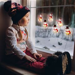 Solight LED okenní řetěz sněhuláci, 6x LED, přísavný, 120cm, 2x AA