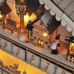 Solight LED adventní kalendář - horská chata, 10x LED, 50x40cm, 2x AA