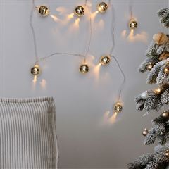 Solight LED vánoční řetěz rolničky, 10x LED, zlatá, 1,5m, 2x AA