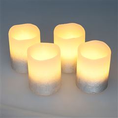 Solight sada LED svíček s časovačem, 4x svíčka, 6,5cm, stříbrná barva, 4xCR2032 součástí