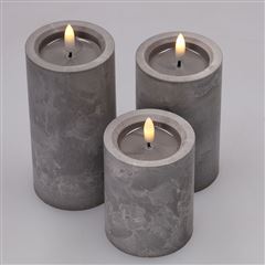 Solight sada LED svíček s časovačem, 3x svíčka, 10/13/15cm, šedá, 2xAA