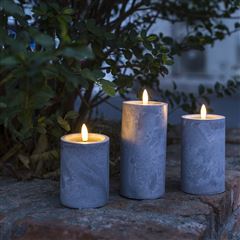 Solight sada LED svíček s časovačem, 3x svíčka, 10/13/15cm, šedá, 2xAA