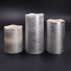 Solight sada LED svíček, 3x svíčka, 10/13/16cm, stříbrná barva, 3x AAA