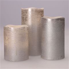 Solight sada LED svíček, 3x svíčka, 10/13/16cm, stříbrná barva, 3x AAA