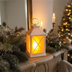 Solight LED vánoční lucerna bílá, 20cm, časovač, 2x AA