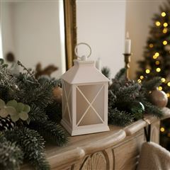 Solight LED vánoční lucerna bílá, 20cm, časovač, 2x AA