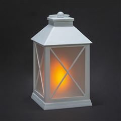 Solight LED vánoční lucerna bílá, 20cm, časovač, 2x AA