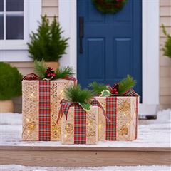 Solight sada 3 LED vánočních dárků, 48x LED, IP44, 230V