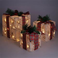 Solight sada 3 LED vánočních dárků, 48x LED, IP44, 230V