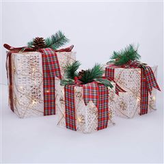 Solight sada 3 LED vánočních dárků, 48x LED, IP44, 230V