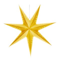 Solight LED vánoční hvězda zlatá, závěsná, časovač, 60cm, 20x LED, 2x AA