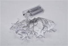 Solight LED vánoční řetěz, hvězdy, 1,5m, 10x LED, 2x AA, modré světlo