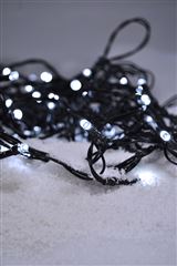 Solight LED venkovní vánoční řetěz, 100LED, 10m, 3m přívod, 8 funkcí, IP44. 3x AA, studená bílá