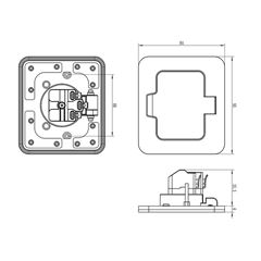 Solight vestavná podlahová zásuvka, IP55, matná černá, obdélníkové víčko