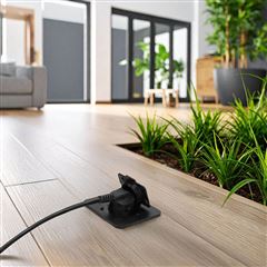 Solight vestavná podlahová zásuvka, IP55, matná černá, obdélníkové víčko