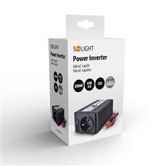 Solight invertor 12V, USB 500mA, kovový, černý, max. zatížení: 200W