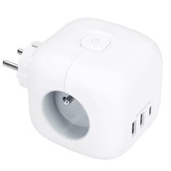 Solight rozbočka kostka, 3x 16A + USB A+C, bílá, vypínač