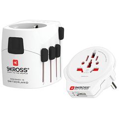 SKROSS cestovní adaptér PRO - World & USB, univerzální, uzemněný, USB-A 12W