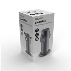 Solight zahradní sloupek IP44, nerez ocel, 2 zásuvky, válec, černý