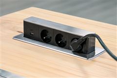 Solight 3z + USB A+C 20W PD výsuvný blok zásuvek, 2m, nerez ocel