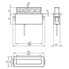 Solight 3z + USB A+C 20W PD výsuvný blok zásuvek, 2m, nerez ocel