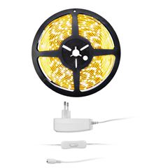 Solight LED světelný pás s testrem, 5m, sada s 12V adaptérem, 4,8W/m, IP65, teplá bílá
