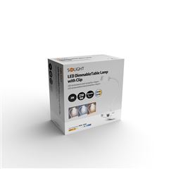 Solight LED stolní nabíjecí lampička, 2W, 210lm, 3CCT, bílá, clip