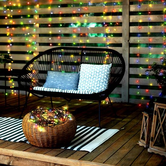 Solight LED venkovní vánoční řetěz, 50 LED, 5m, přívod 3m, 8 funkcí, časovač, IP44, vícebarevný