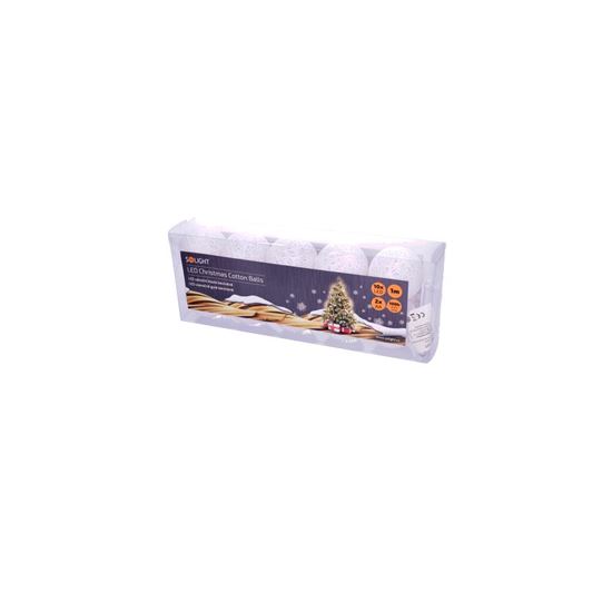 Solight LED řetěz vánoční koule bavlněné, 10LED, 1m, 2x AA, IP20 