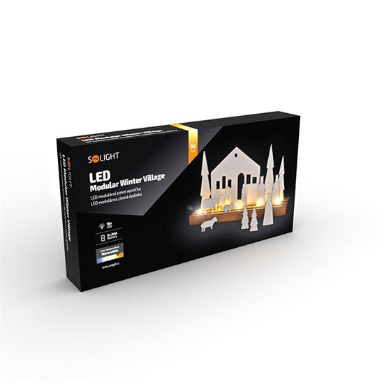 Solight LED zimní vesnička, modulární, 14 prvků, 10x LED, 2x AAA