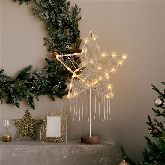 Solight LED vánoční hvězda stolní, pletená, 35x LED, 2x AAA