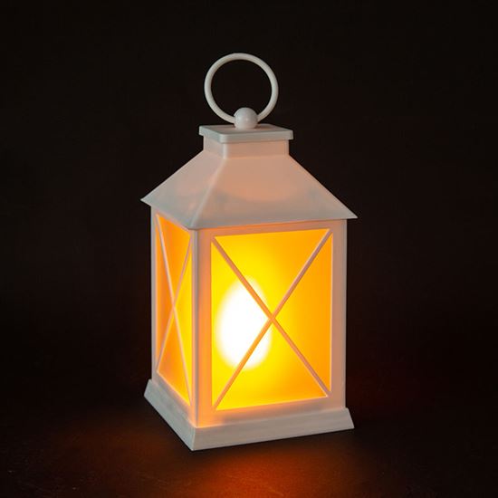 Solight LED vánoční lucerna bílá, 20cm, časovač, 2x AA