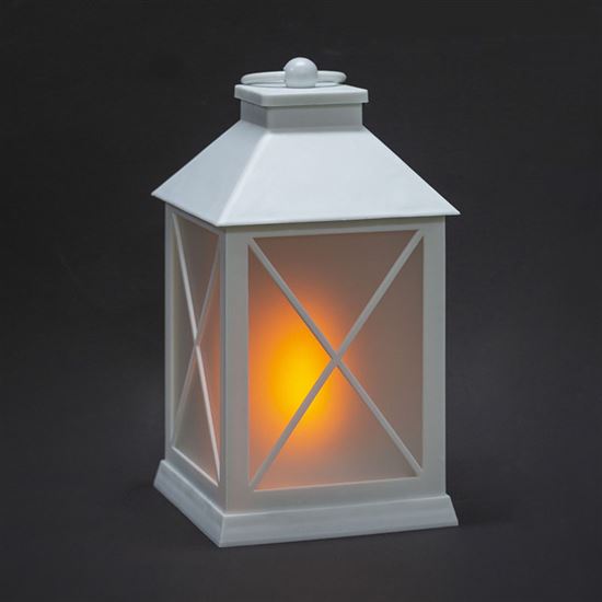 Solight LED vánoční lucerna bílá, 20cm, časovač, 2x AA