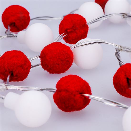 Solight LED vánoční řetízek červená-bílá, 20x LED, 1,5m, 2xAA