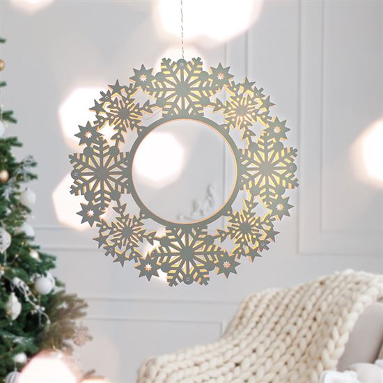 Solight LED dřevěný vánoční věnec, 10x LED, bílá, 30cm, časovač, 2x AA