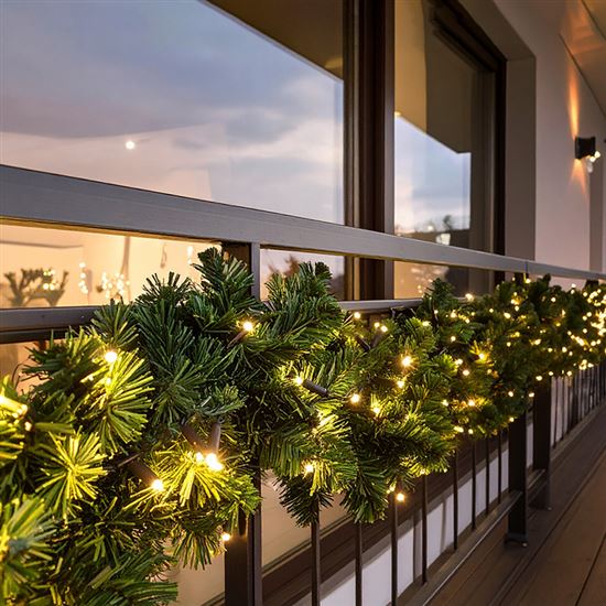 Solight LED vánoční girlanda s jehličím, 5m, 80x LED, časovač, 3xAA, IP44