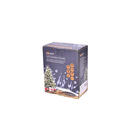 Solight LED venkovní rampouchy, 50LED, časovač, 8 funkcí, IP44, 3xAA baterie