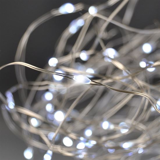 Solight vánoční řetěz stříbrný, 30x mini LED, 3m, 3 x AA, studené světlo