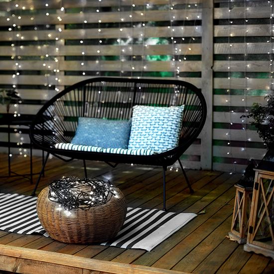 Solight LED venkovní vánoční řetěz, 100LED, 10m, 3m přívod, 8 funkcí, IP44. 3x AA, studená bílá