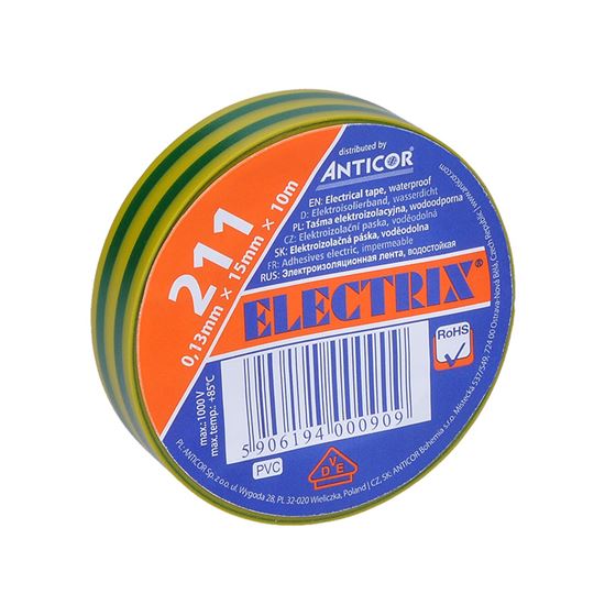 Solight izolační páska, 15mm x 0,13mm x 10m, žlutozelená