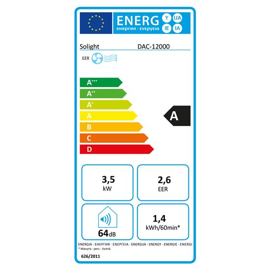 Solight mobilní klimatizace 12000 BTU, smart WiFi, chlazení, odvlhčování, ventilátor