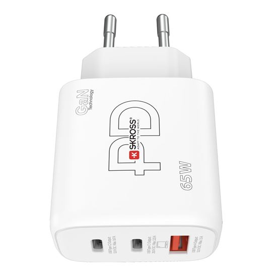 SKROSS USB A+C nabíjecí adaptér Power charger 65W GaN EU, Power Delivery, typ C