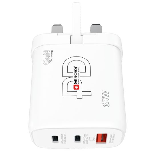 SKROSS USB A+C nabíjecí adaptér Power charger 65W GaN UK, Power Delivery, typ G