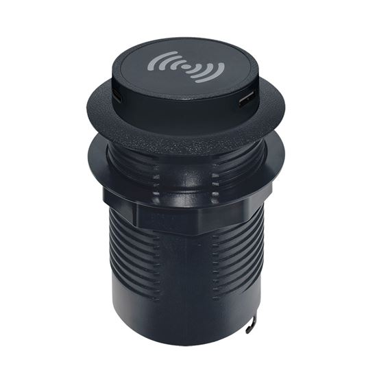 Solight bezdrátová 15W + USB A+C 20W PD výsuvná nabíječka, černá