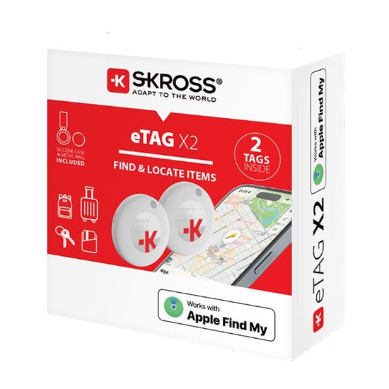 SKROSS eTAG Bluetooth lokátor, 2ks, kroužek + pouzdro, Apple FindMy
