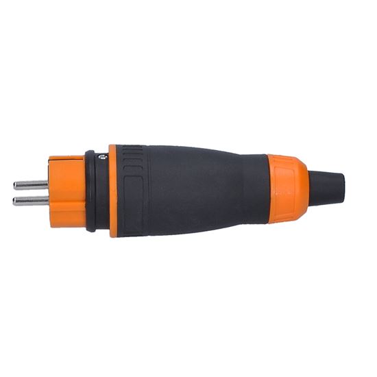 Solight zástrčka do vlhka, přímá, IP44, černá-oranžová