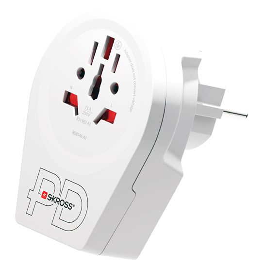 SKROSS cestovní adaptér Europe USB A+C 20W pro cizince v ČR, typ E/F