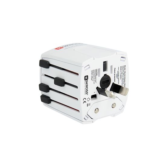 SKROSS MUV Micro USB cestovní adaptér, 2.5A max., vč. USB nabíjení 2x výstup s LED indikací - 2400mA, univerzální pro 150 zemí