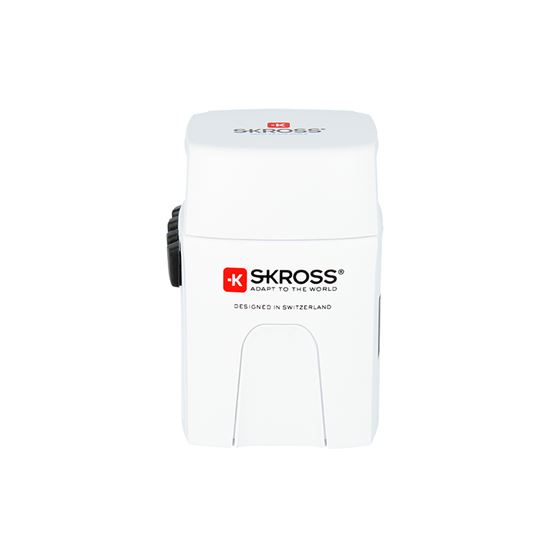 SKROSS MUV Micro USB cestovní adaptér, 2.5A max., vč. USB nabíjení 2x výstup s LED indikací - 2400mA, univerzální pro 150 zemí