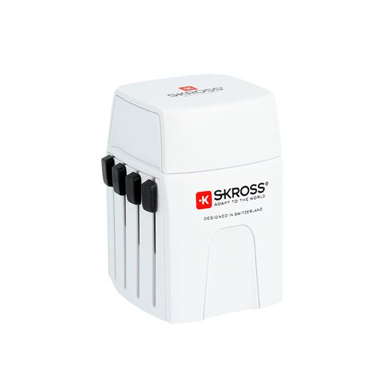 SKROSS MUV Micro USB cestovní adaptér, 2.5A max., vč. USB nabíjení 2x výstup s LED indikací - 2400mA, univerzální pro 150 zemí